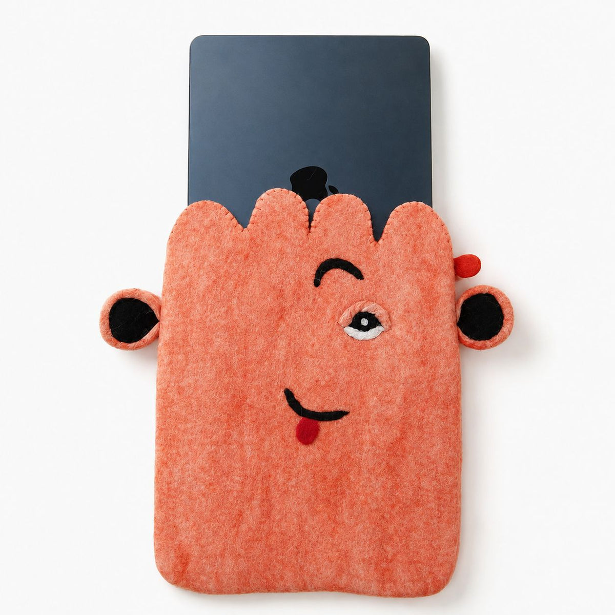 Felt Laptop Pouch (up to 14") - Pink Cute Face