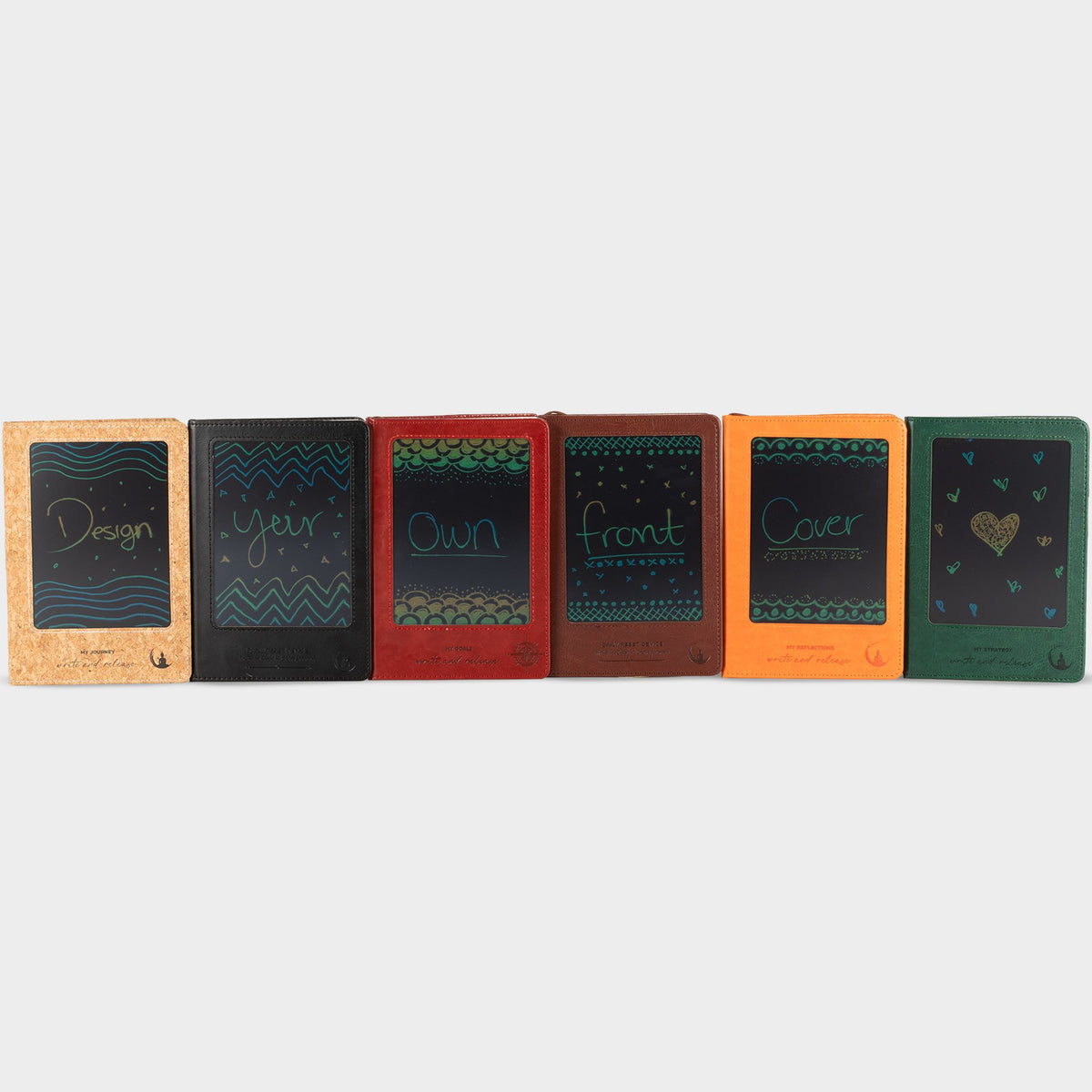 A5 Intention Note Book - LCD Wipe Screen - Green Leather Effect - 80 Leafs