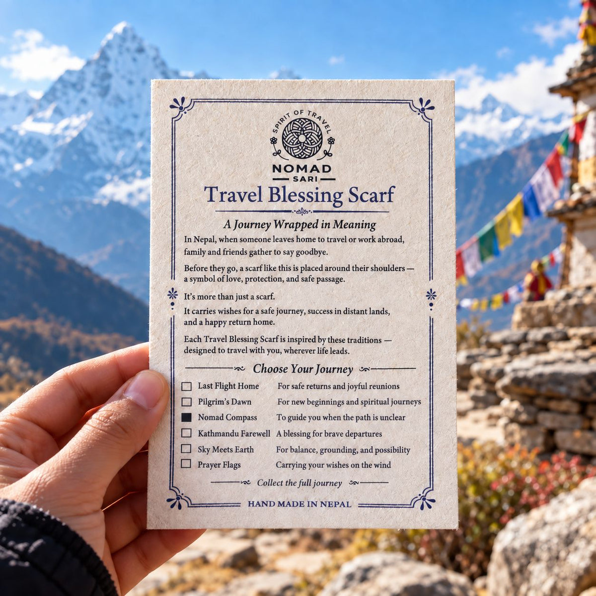 Nomad Sari - Travel Blessing Scarf - 170x50cm - Nomad Comass