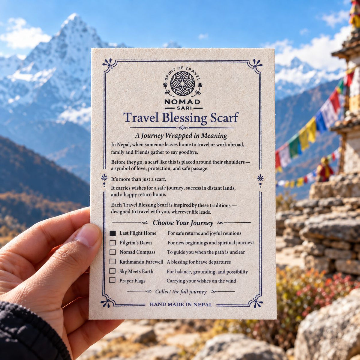 Nomad Sari - Travel Blessing Scarf - 170x50cm - Last Flight Home